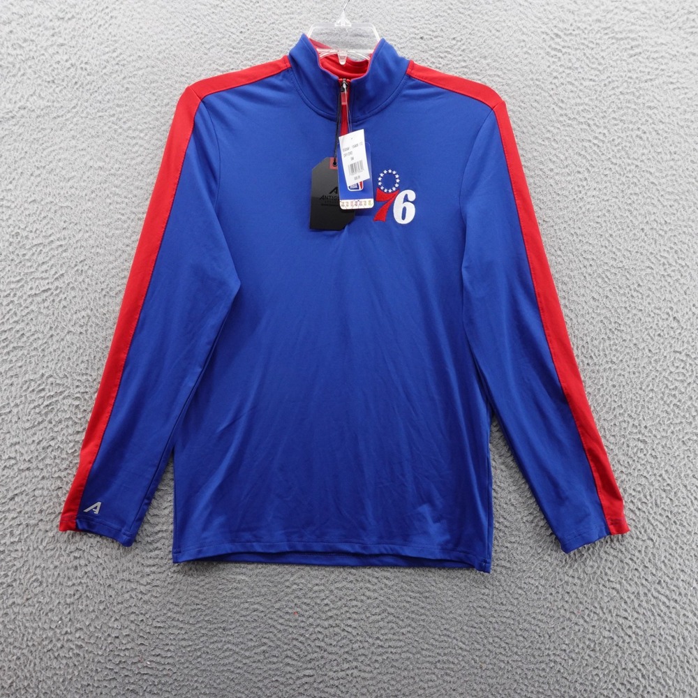 Antigua Philadelphia 76ers 1/4 Zip‎ Mock Neck Shirt Small Blue Men NBA NWT